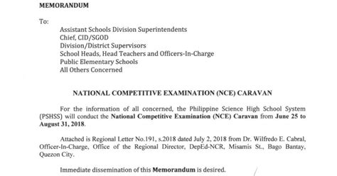 National Competitive Examination (NCE) .